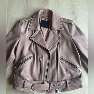 ALL SAINTS lamb leather  Moto Jacket - Blush Pink